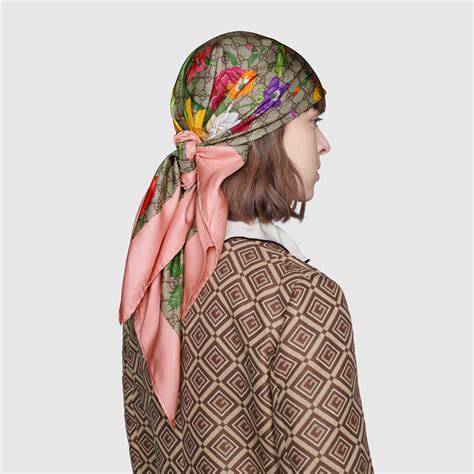 gucci floral and star silk scarf pink blue|Find A GUCCI Store Near You .